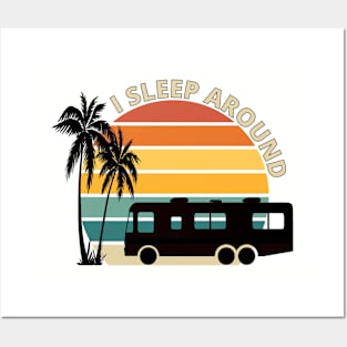 I Sleep Around Funny RV retro sunset Posters and Art